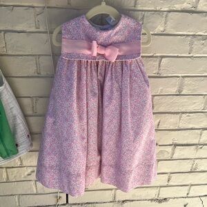 Girls' Pink Floral Bow-Front Formal Dress